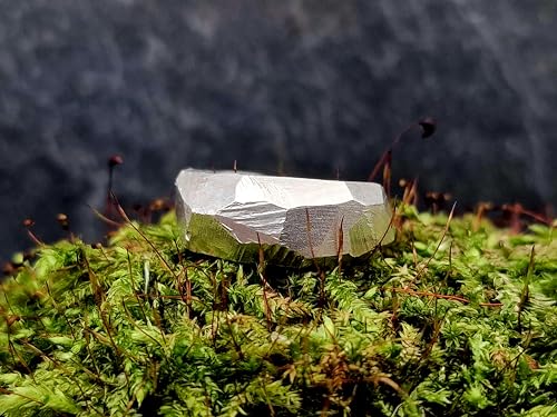 LeoLars-PABE 925er Silber Meteoriten Design Ring, Gr. 56-57 (18,2), Oberfläche wie Meteoritengestein, grob facettiert, leicht gerieft, scharf abgegrenzt, massiv, Unikat, Handarbeit