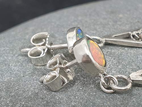 Lightning Ridge Opal Filigree Ohrhänger aus 925er Silber, Stecker, Traditionell und Modern, Unikat, Handarbeit