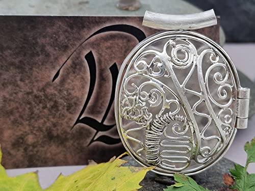 LeoLars-PABE Großes Filigree Medaillon aus 925er Silber, durchbrochenes Muster in Aboriginal Art, 52.8 x 42.1 x 10mm, Unikat, Handarbeit