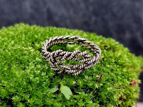 LeoLars-PABE Geflochtener Knoten Ring, Gr.58, aus 925er Silber, teilgeschwärzt, handgeflochten, Unikat, Handarbeit